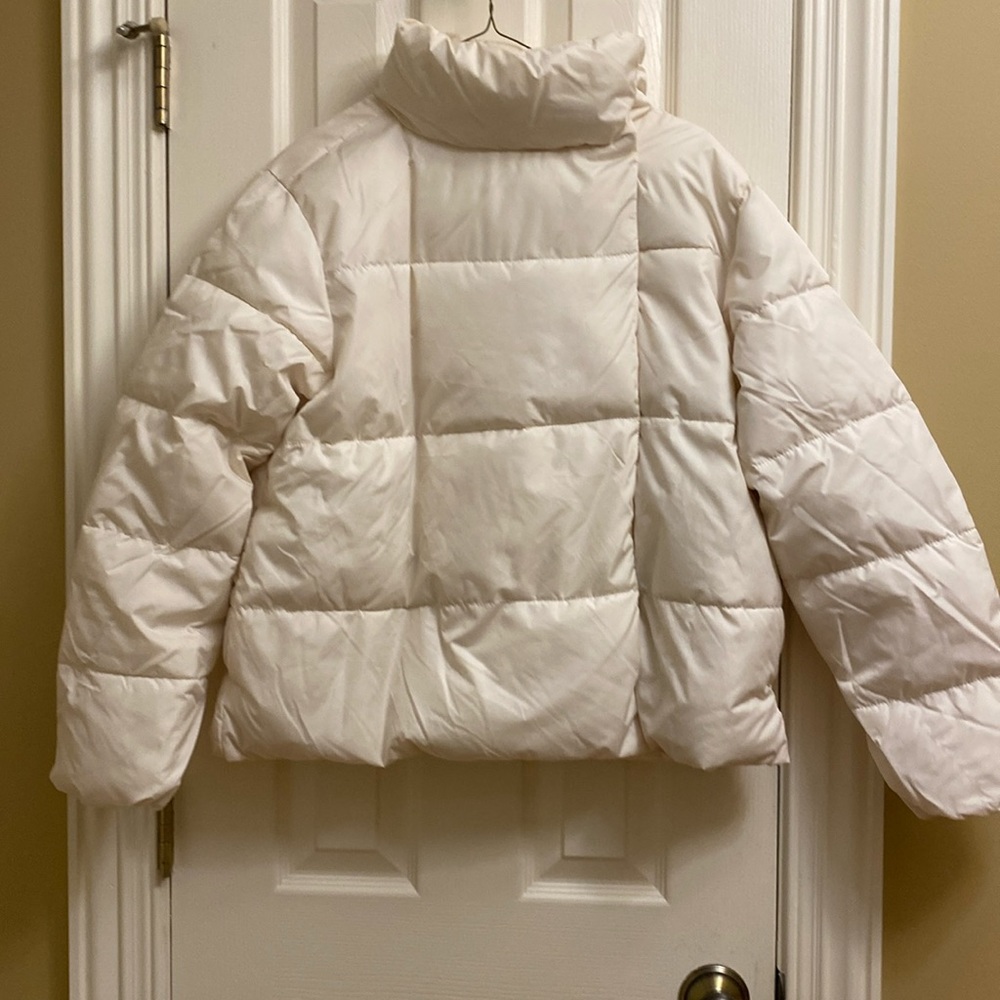 NWT Old Navy Water Resistant Double-Breasted Puffer Jacket, Ivory Pearl, L